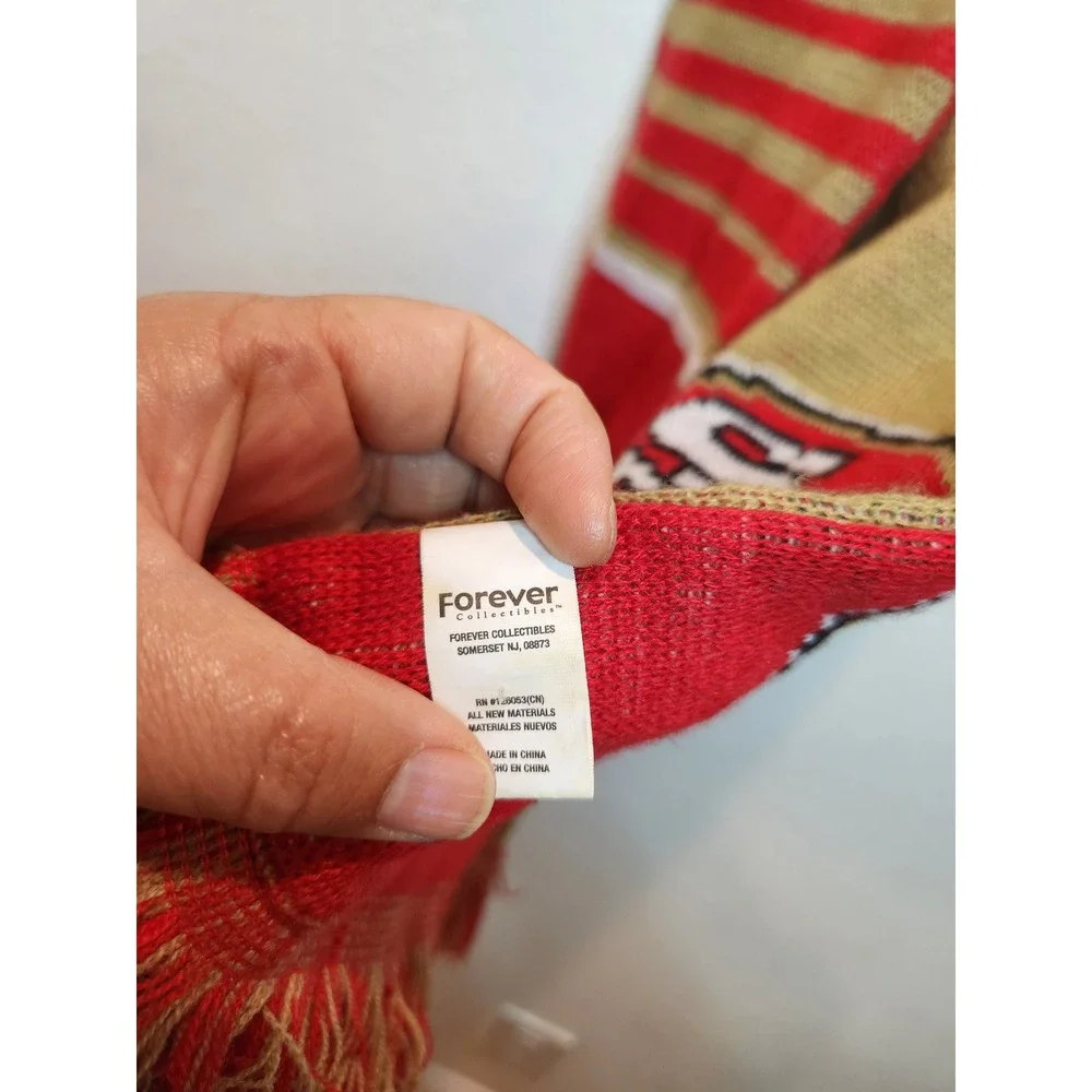 San Francisco 49ers Scarf Forever Collectibles Red Gold Knit NFL Football Fringe